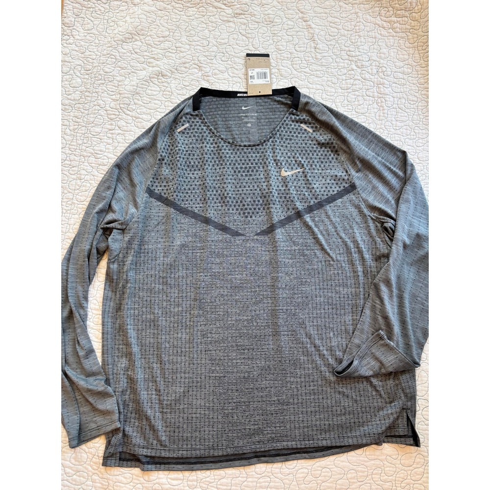 Nike Dri-FIT ADV Run Division Mens XXL Grey Long Sleeve Running Top‎ Slim Fit